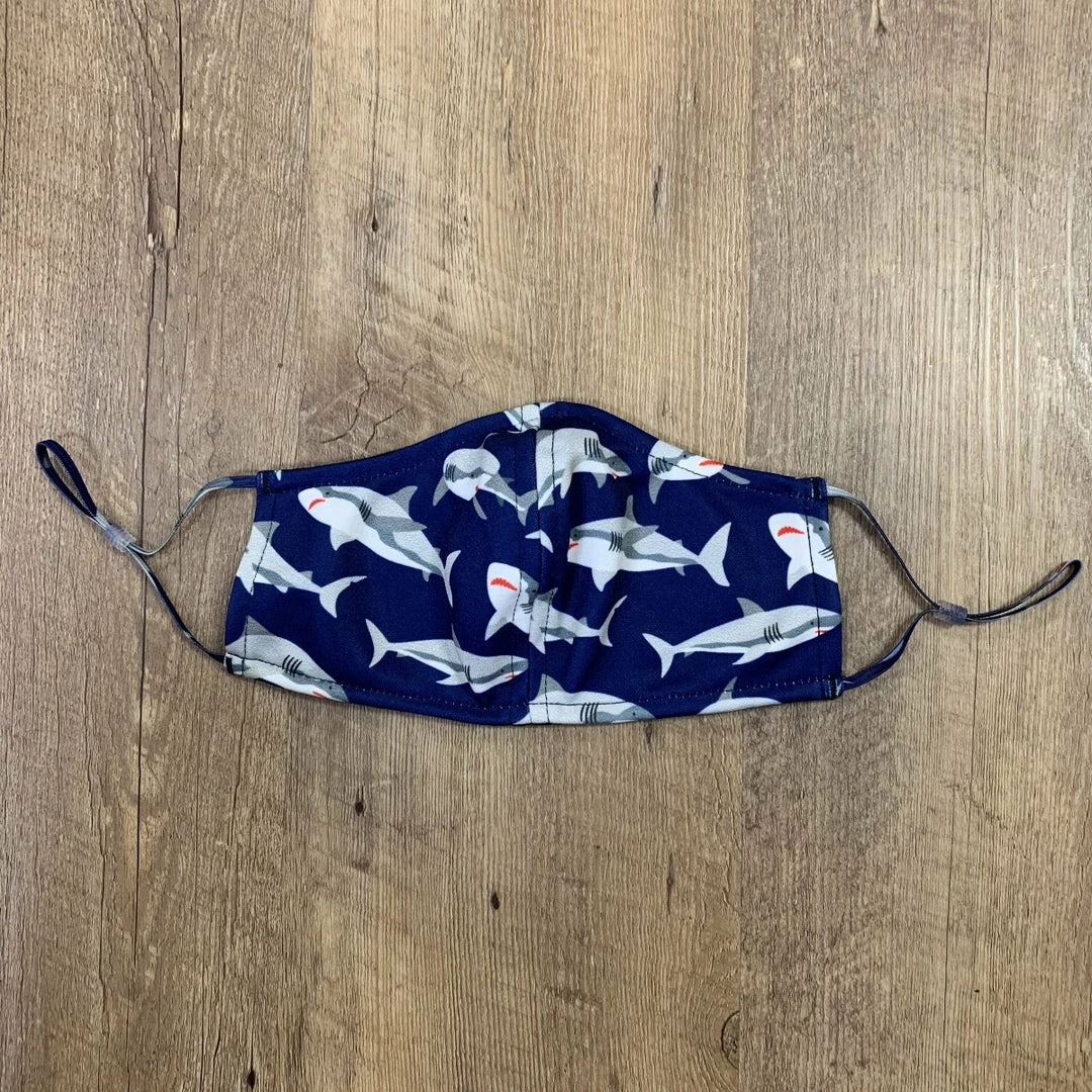 Personal Safety Viv And Lou Kids Facemask- Sharks 2 Personal Safety Viv And Lou Kids Facemask- Sharks