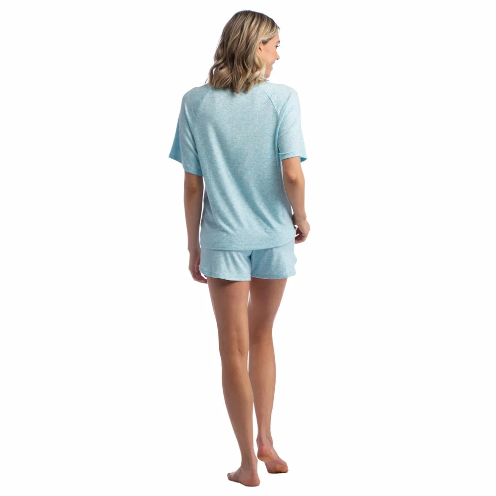 Softies Dream Slouchy Tee Top With Shorts Lounge Set - Heather Glacier Blue 5 Softies Dream Slouchy Tee Top With Shorts Lounge Set - Heather Glacier Blue