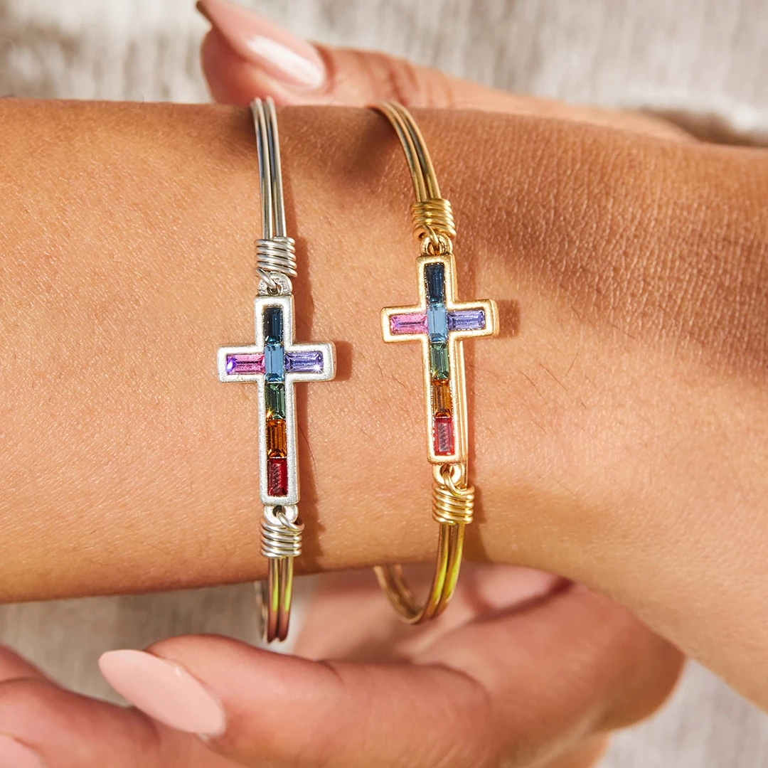 Luca+Danni- Baguette Cross Bangle Bracelet 6 Luca+Danni- Baguette Cross Bangle Bracelet