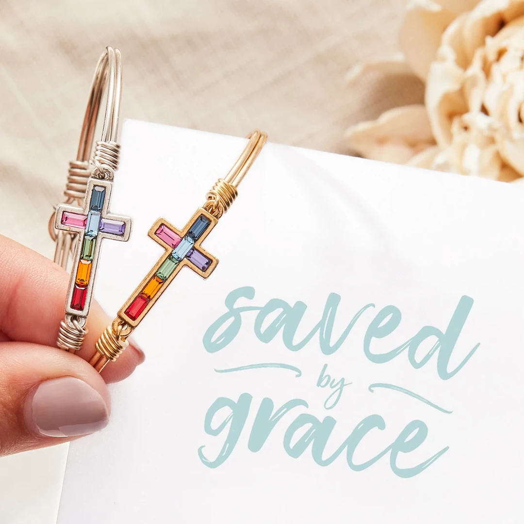 Luca+Danni- Baguette Cross Bangle Bracelet 3 Luca+Danni- Baguette Cross Bangle Bracelet