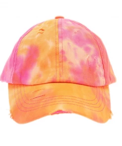 CC Beanie Apparel & Accessories High Ponytail Hat- Orange Tie Dye