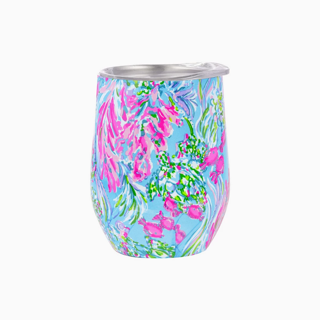 Lilly Pulitzer Stemless Tumbler - Amalfi Blue Best Fishes Drinkware 3 Lilly Pulitzer Stemless Tumbler - Amalfi Blue Best Fishes Drinkware