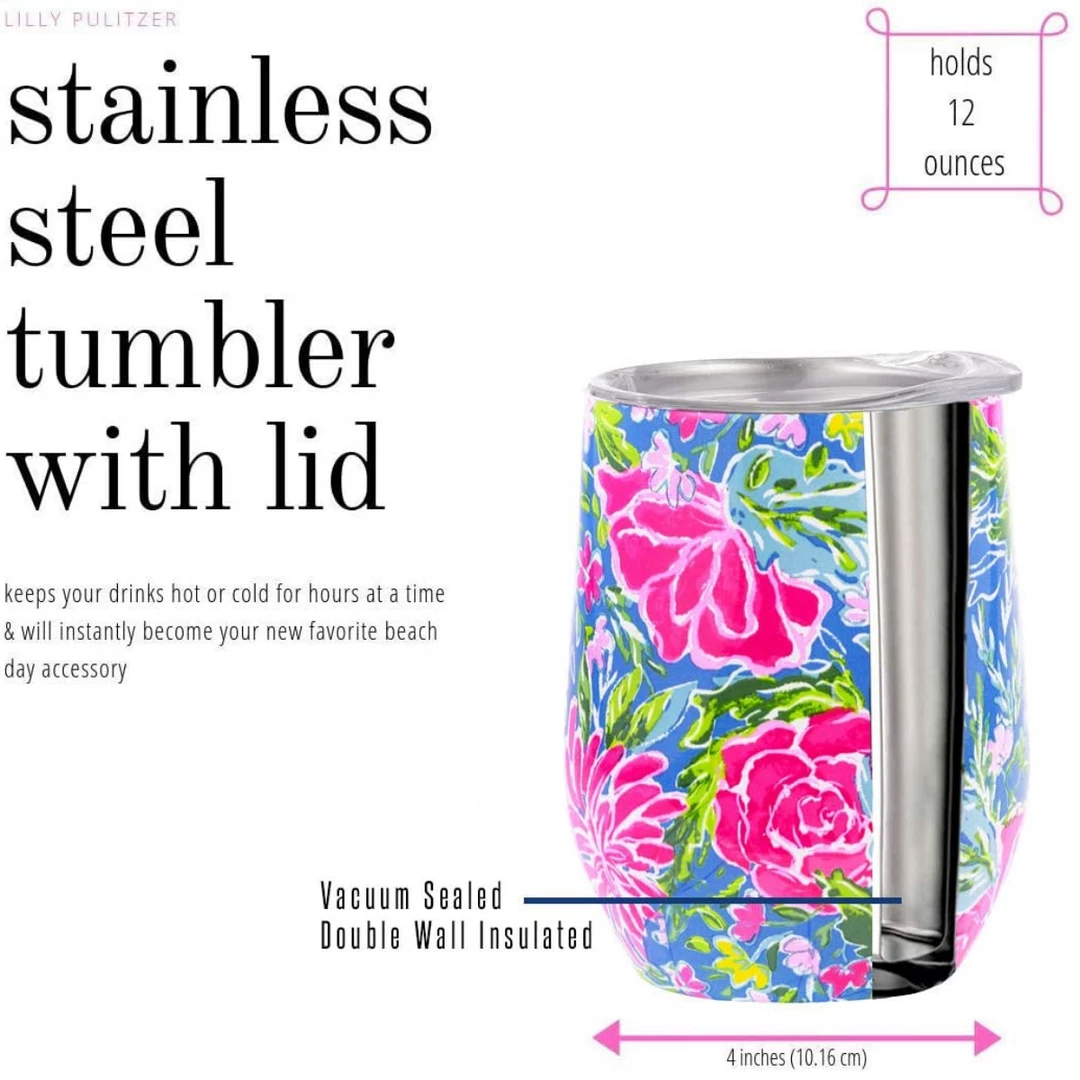 Lilly Pulitzer Stemless Tumbler - Blue Bunny Business 4 Lilly Pulitzer Stemless Tumbler - Blue Bunny Business