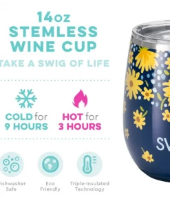 New Arrivals Swig Life- Stemless Cup - Lazy Daisy 14 New Arrivals Swig Life- Stemless Cup - Lazy Daisy