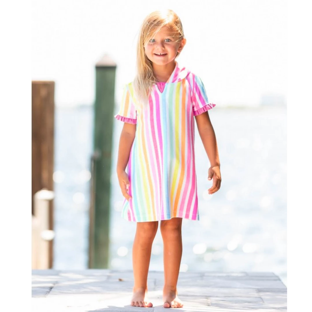Ruffle Butts - Rainbow Dream Stripe Ruffle Terry Cover-Up New Arrivals 4 Ruffle Butts - Rainbow Dream Stripe Ruffle Terry Cover-Up New Arrivals