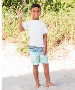 New Arrivals Ruffle Butts - Coastal Stripe Swim Trunks