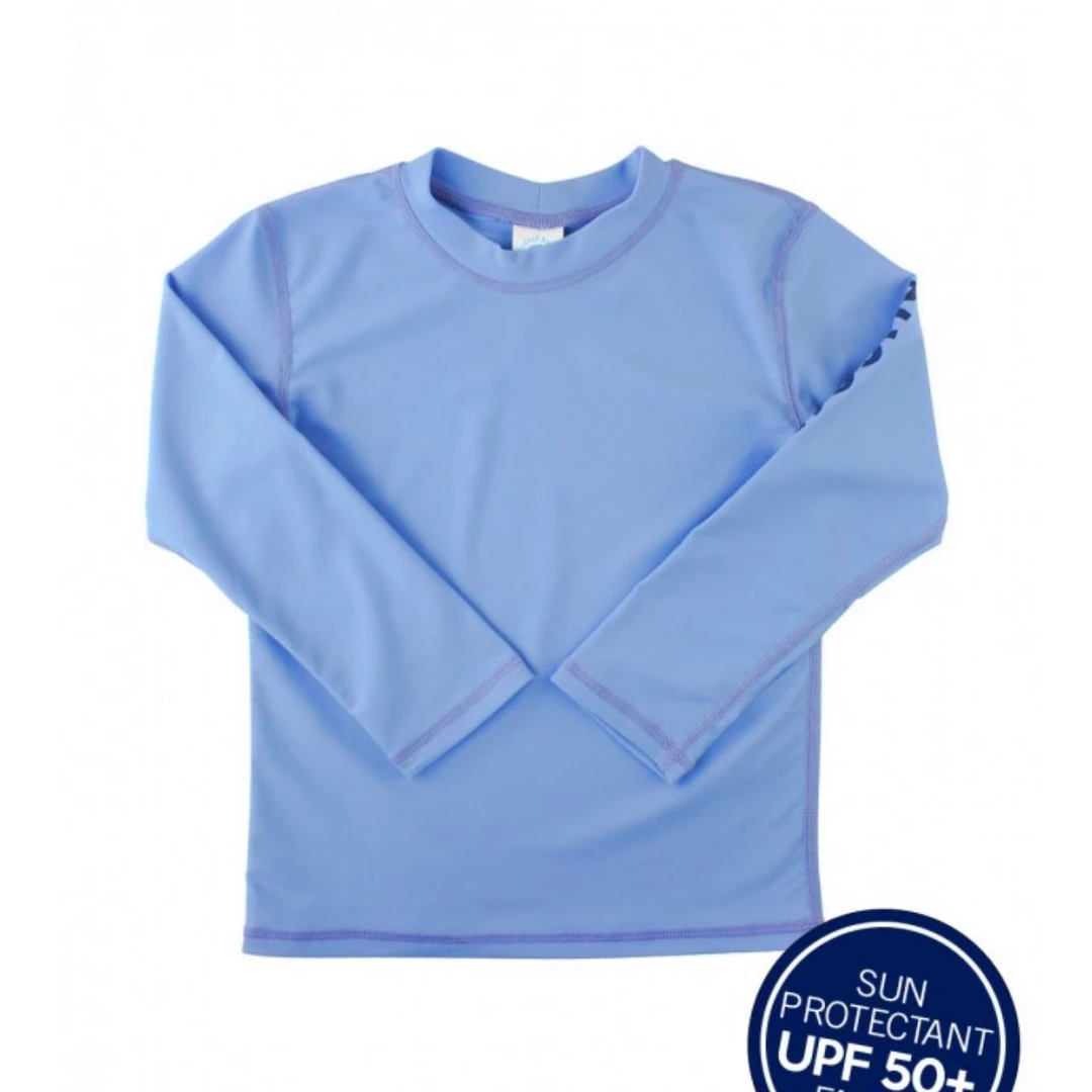 Ruffle Butts - Cornflower Blue Long Sleeve Rash Guard Shirt 4 Ruffle Butts - Cornflower Blue Long Sleeve Rash Guard Shirt