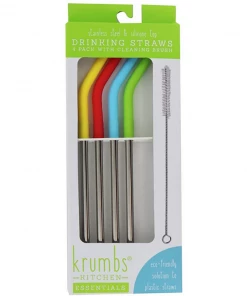 Krumbs Reusable Stainless Steel And Silicone Straws Drinkware