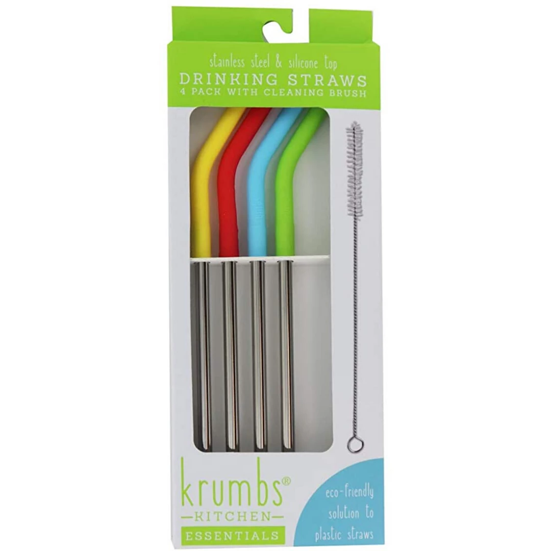 Krumbs Reusable Stainless Steel And Silicone Straws Drinkware 3 Krumbs Reusable Stainless Steel And Silicone Straws Drinkware