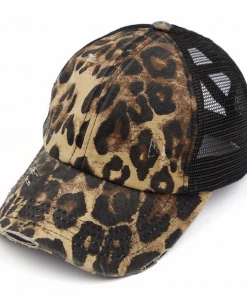 CC Beanie Apparel & Accessories High Ponytail Hat- Leopard/Black