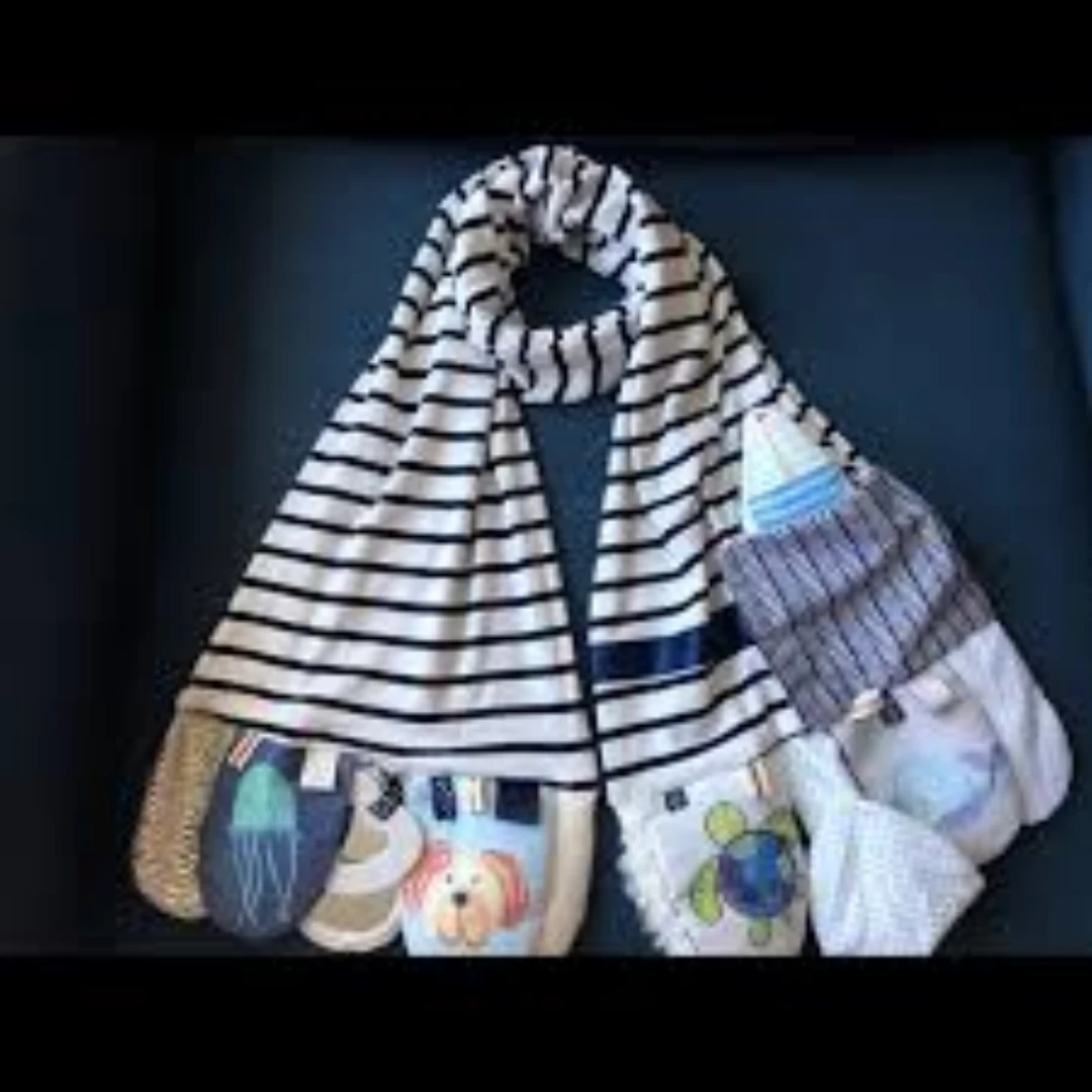 Demdaco - Mommy & Me Activity Scarf - Blue & White 3 Demdaco - Mommy & Me Activity Scarf - Blue & White