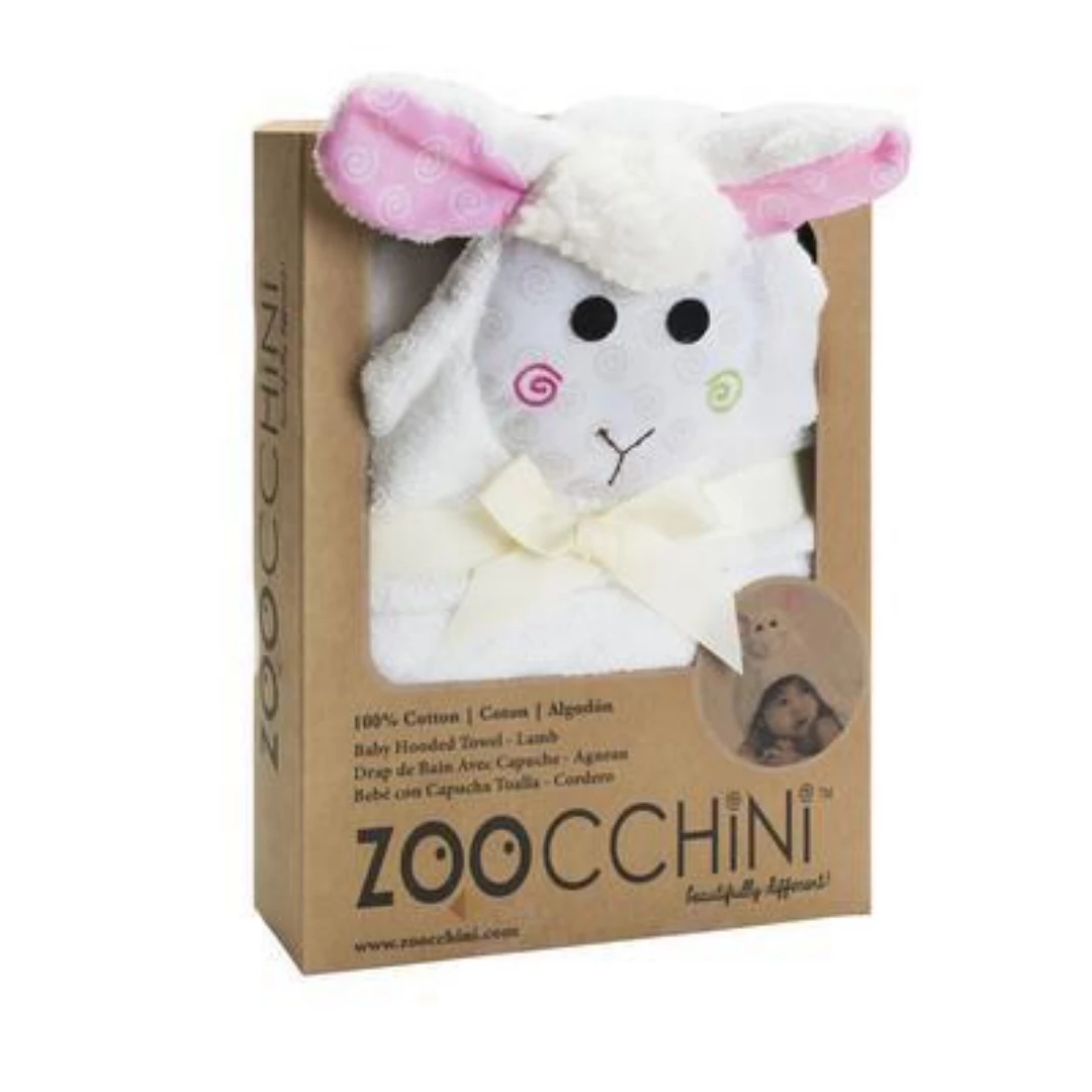 Zoocchini Hooded Baby Towel- Lamb 5 Zoocchini Hooded Baby Towel- Lamb