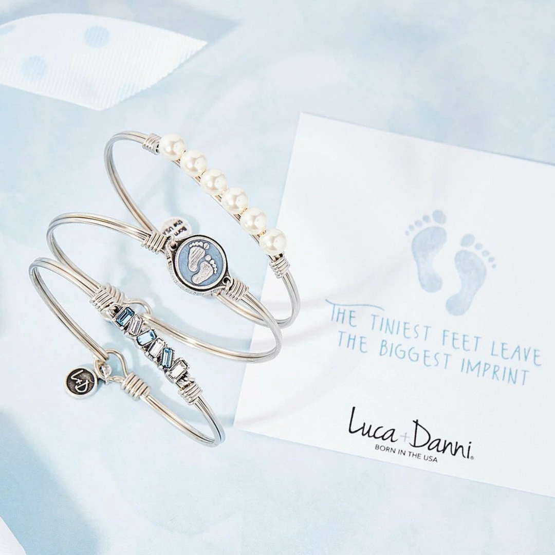 Your Heart's Desire Baby Luca+Danni- Little Footsteps Blue Bangle Bracelet 3 Your Heart's Desire Baby Luca+Danni- Little Footsteps Blue Bangle Bracelet