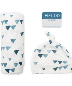 Lulujo Hello World Newborn Set- Navy Triangles Baby